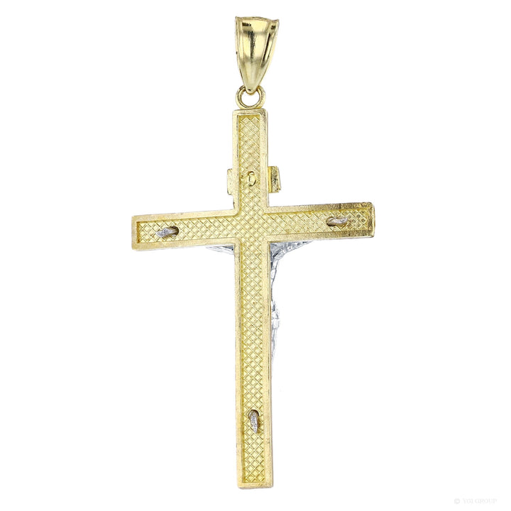 14 Karat 2 Tone Gold Cross Charm Pendant