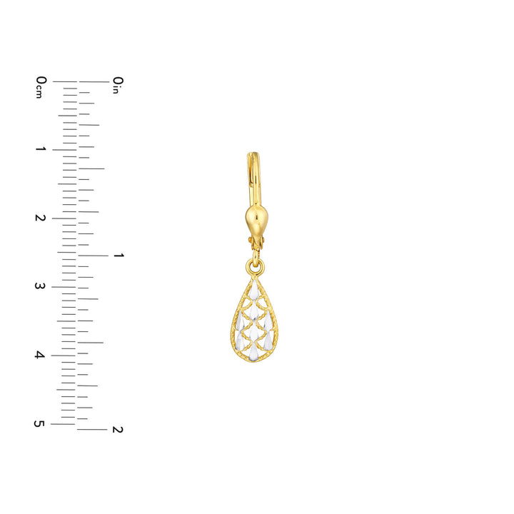 14 Karat 2 Tone Gold Filigree Drop Earrings