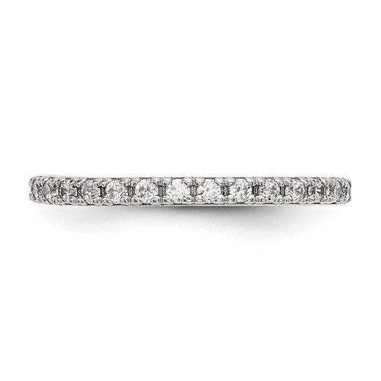 Sterling Silver Cubic Zirconia Wedding Band Ring - Size 7