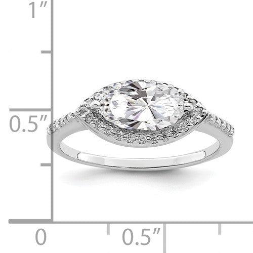 Sterling Silver Contemporary with East-West Marquise Cubic Zirconia Ring