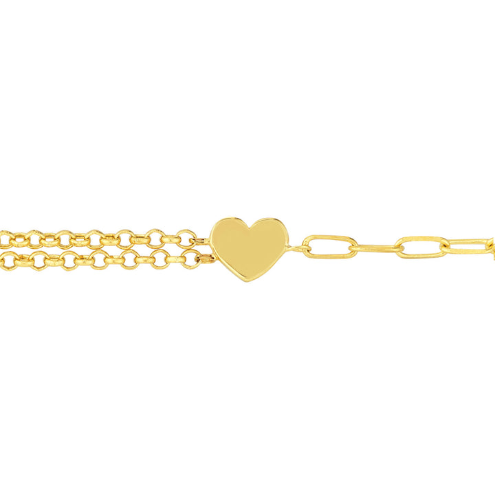 Ladies 14 Karat Yellow Gold Heart Bracelet