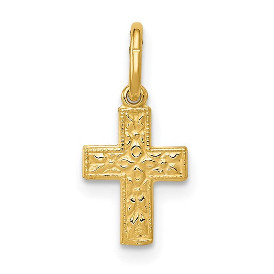 14 Karat Yellow Gold Cross Charm Pendant