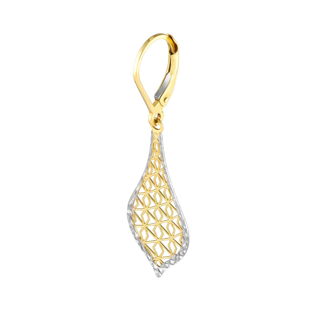 14 Karat 2 Tone Gold Drop Earrings