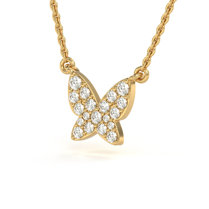 14 Karat Yellow Gold Diamond Butterfly Pendant