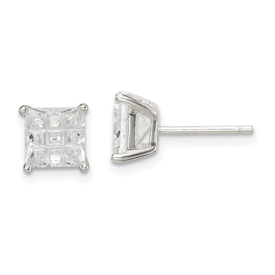 Sterling Silver Cubic Zirconia Stud Earrings