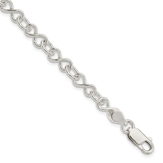 Sterling Silver Infinity Fancy Link 7.5 inch Bracelet