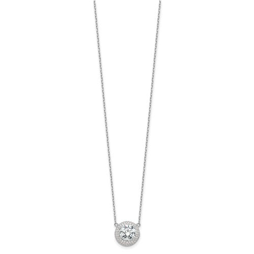 Sterling Silver Cubic Zirconia Halo Necklace