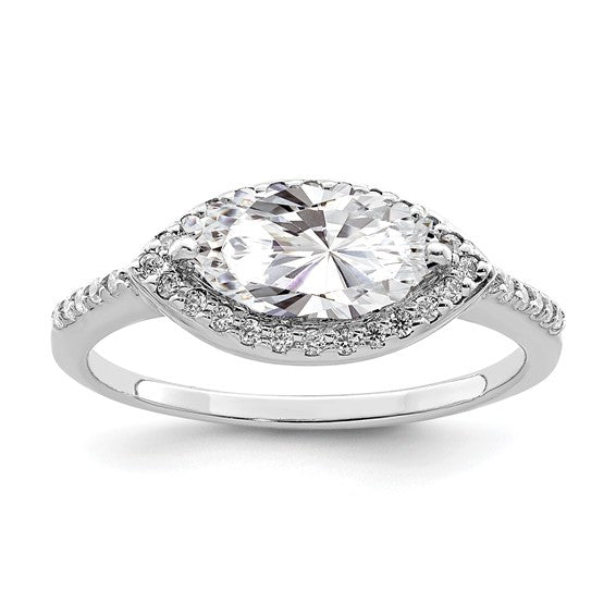 Sterling Silver Contemporary with East-West Marquise Cubic Zirconia Ring