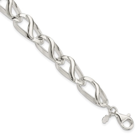 Sterling Silver Fancy Link 7.5 inch Bracelet