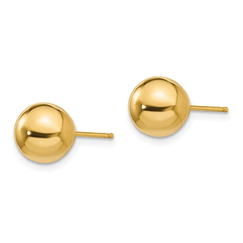 14 Karat Yellow Gold 8mm Ball Earrings