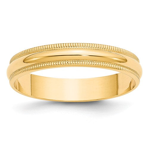 14 Karat Yellow Gold 4mm Milgrain Wedding Band - Size 7