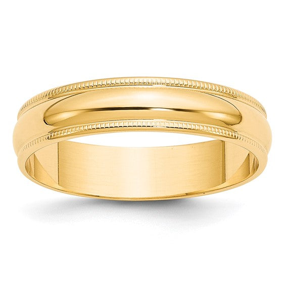 Lady's 14 Karat Yellow Gold 5mm Milgrain Wedding Band - Size 7