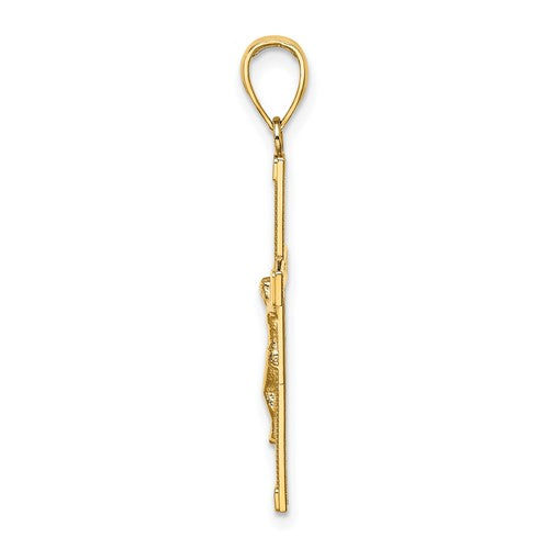 14 Karat Yellow Gold Small Polished Cross Charm Pendant