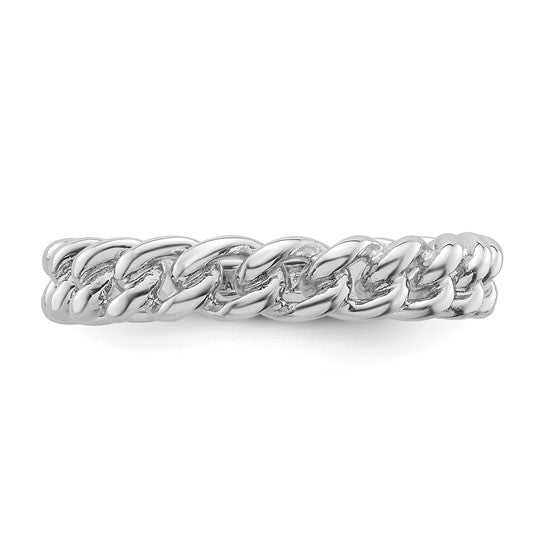 Sterling Silver Polished Chain Link Ring - Size 6