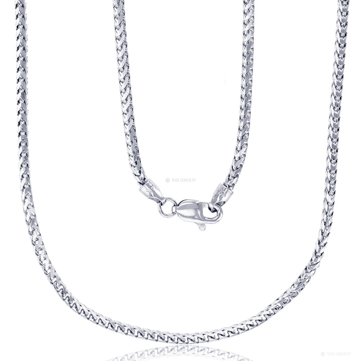 14 Karat White Gold Diamond Cut 2.25mm Franco Link Chain - 24 inch