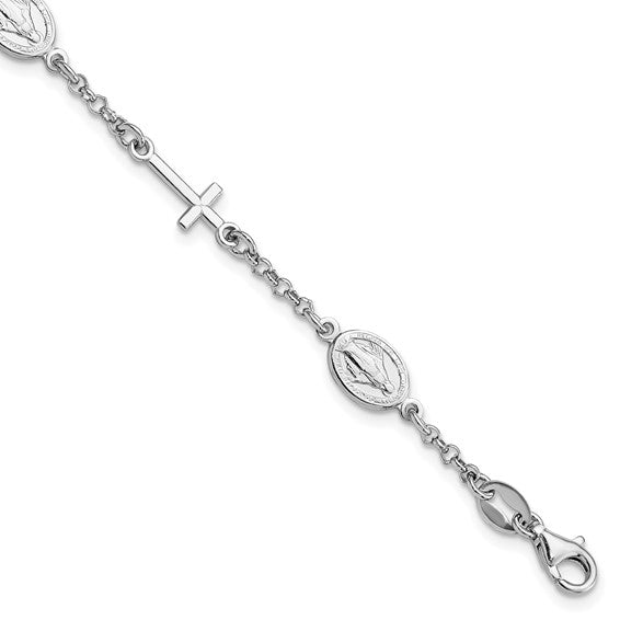 Sterling Silver Religious 7.5 inch Bracelet