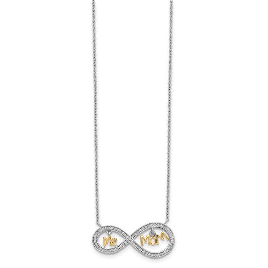 Sterling Silver Mom and Me Infinity Necklace with Cubic Zirconia