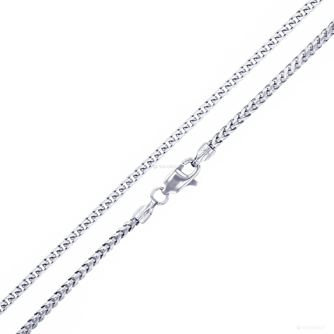 14 Karat White Gold Diamond Cut 2.25mm Franco Link Chain - 24 inch