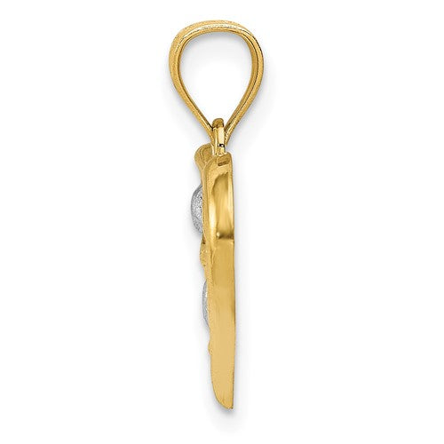 14 Karat 2 Tone Gold Small Heart Charm Pendant