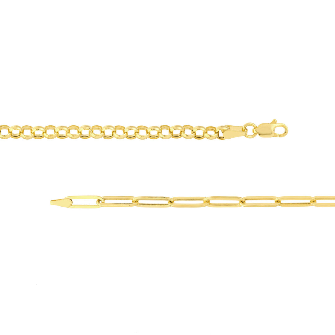 Ladies 14 Karat Yellow Gold Paper Clip & Rolo Bracelet