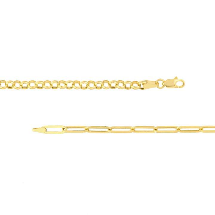 Ladies 14 Karat Yellow Gold Paper Clip & Rolo Bracelet