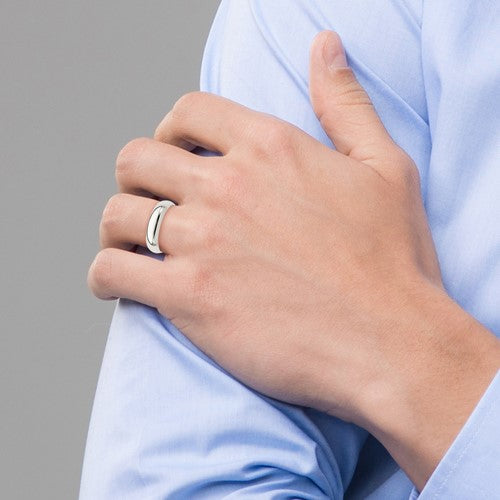 Men's Sterling Silver White Plain Wedding Band