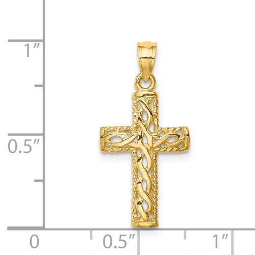 14 Karat Yellow Gold Cross Charm Pendant