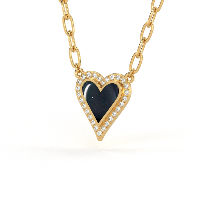 14 Karat Yellow Gold Diamond Heart Pendant