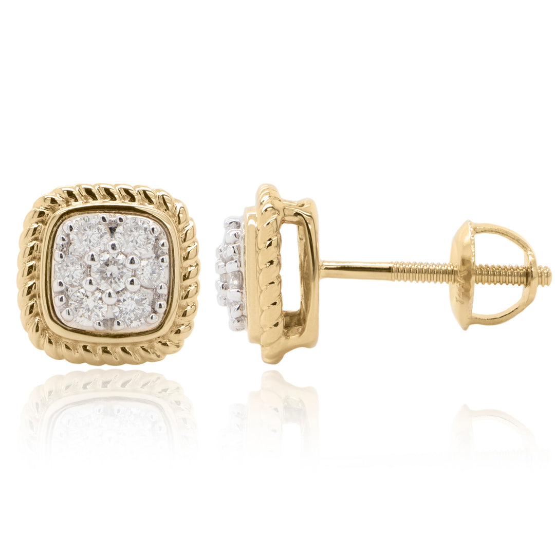 14 Karat Yellow Gold 0.21ct Diamond Stud Earrings