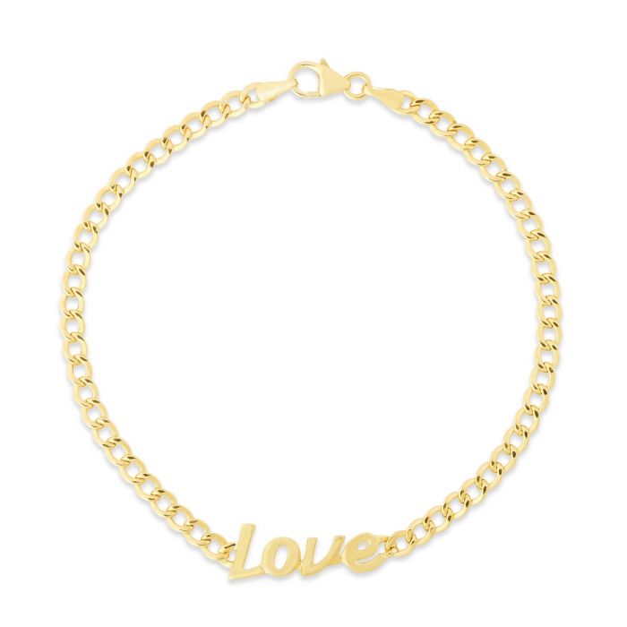 Ladies 14 Karat Yellow Gold Polished Love 7 inch Bracelet