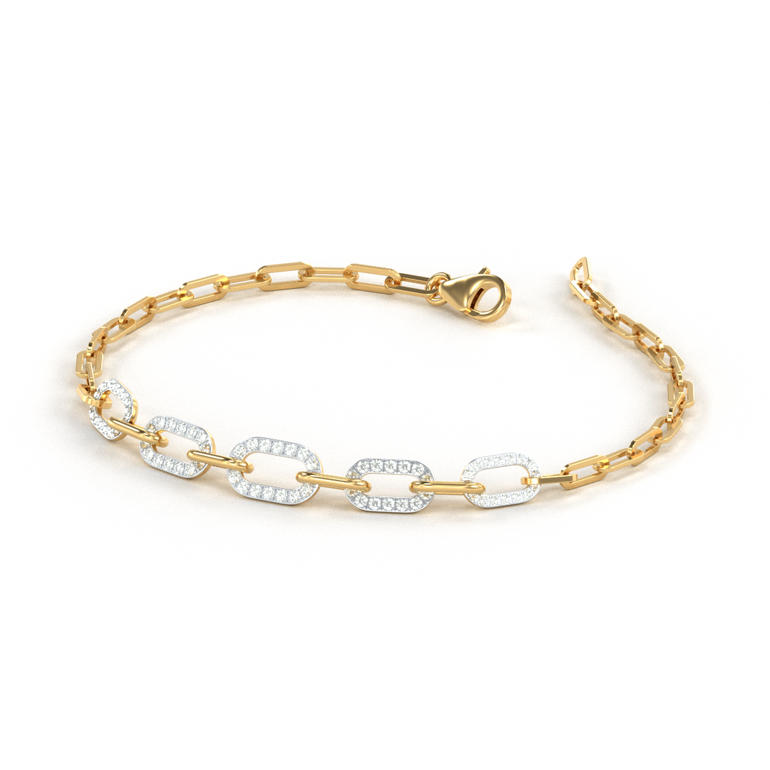 14 Karat Yellow Gold 0.50ct Diamond Open Link Bracelet - 7 inch