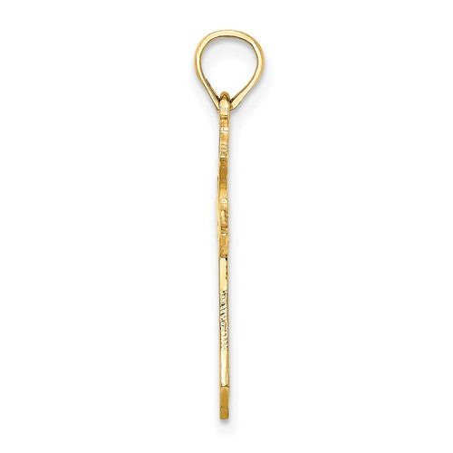14 Karat Yellow Gold Small Filigree Cross Charm Pendant