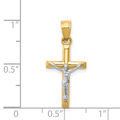 14 Karat 2 Tone Gold Small Polished Cross Charm Pendant