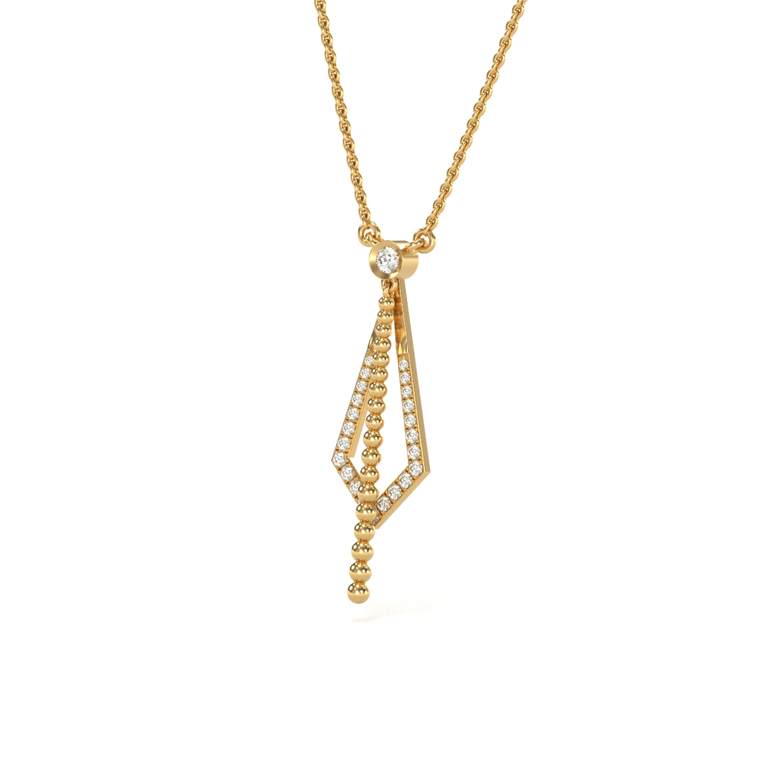 14 Karat Yellow Gold Diamond Drop Pendant