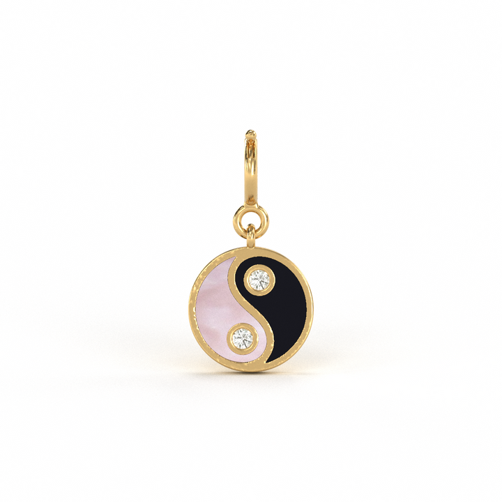 14 Karat Yellow Gold Diamond Yin Yang Pendant