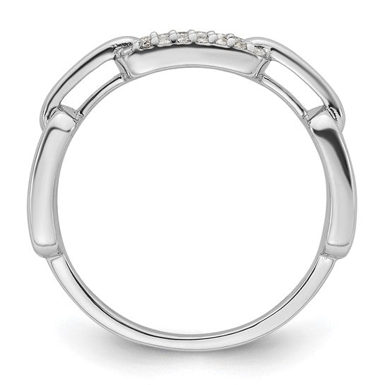 Sterling Silver Cubic Zirconia Link Ring - Size 7