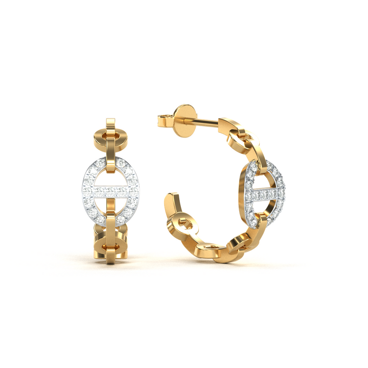 14 Karat Yellow Gold 0.30ct Diamond Small J-Hoop Earrings