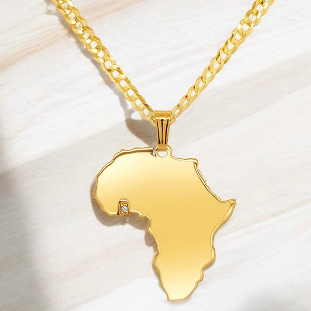 A image showing the final product of the 14 Karat Custom Africa Continent Pendant