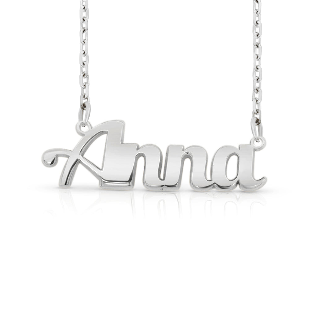 Sterling Silver Small Bold Print Name Necklace | AJ's Jewelry Queens NY