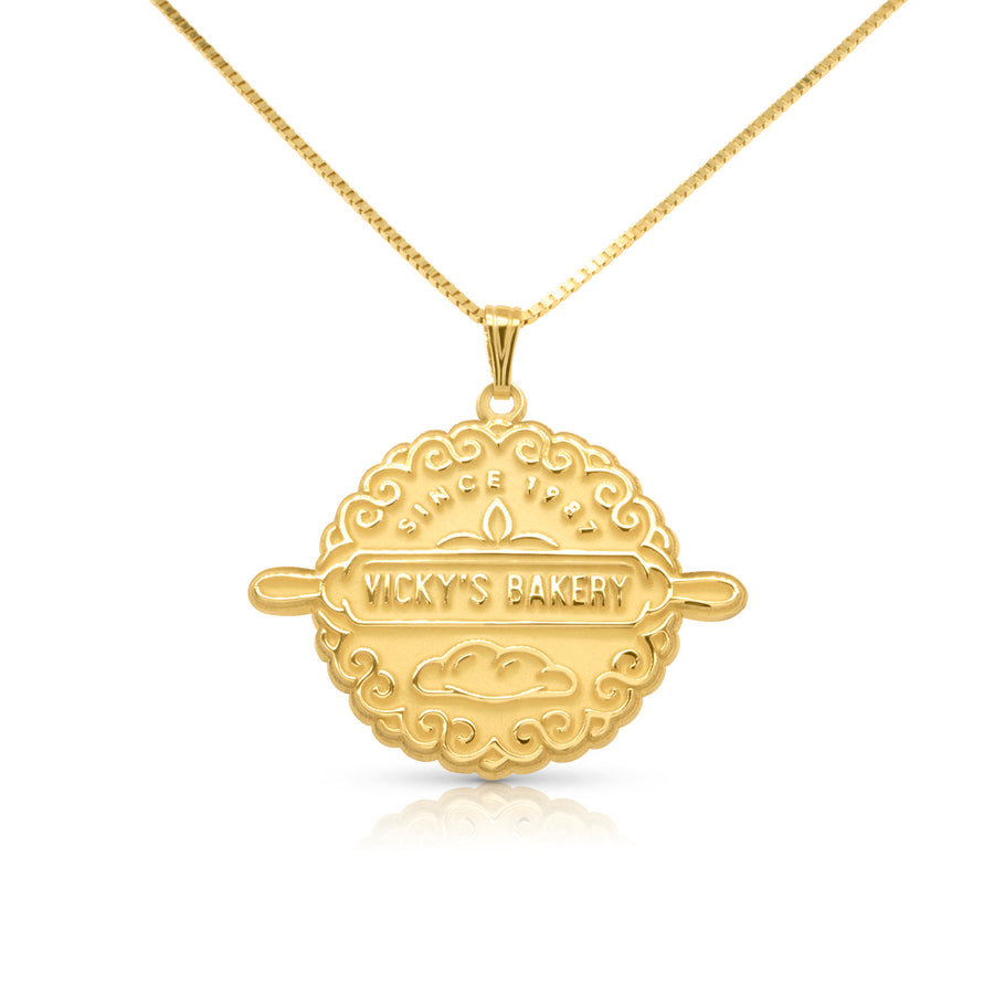 Bakery Logo Pendant, 14K Yellow Gold