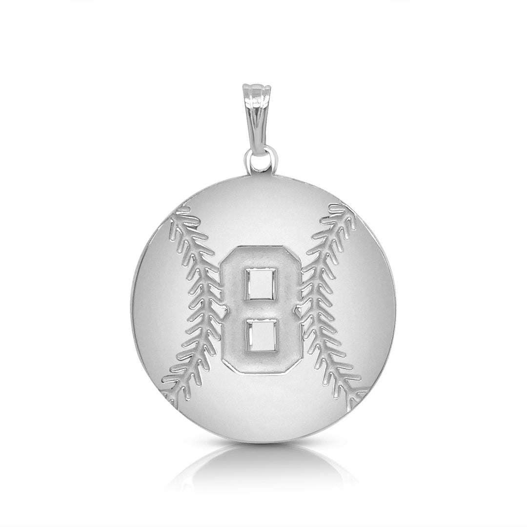 A image showing a sample of the Personalized Baseball Charm Pendant in Sterling Silver