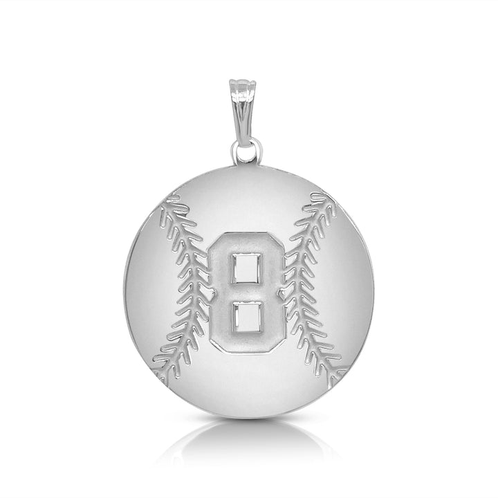 A image showing a sample of the Personalized Baseball Charm Pendant in Sterling Silver