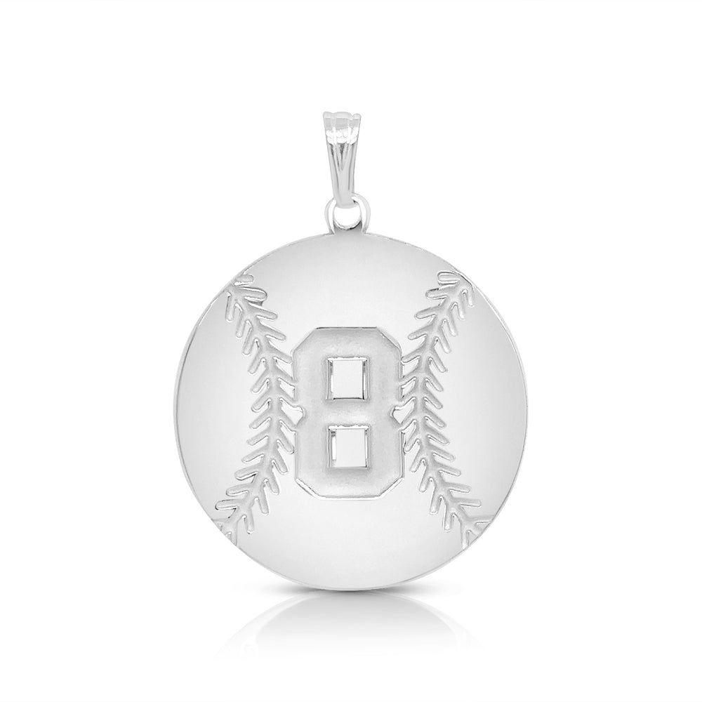 A image showing a sample of the Personalized Baseball Charm Pendant in White Gold