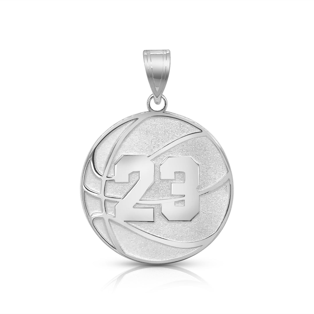 A image of a sample of the Personalized Basketball Charm Pendant in Sterling Silver