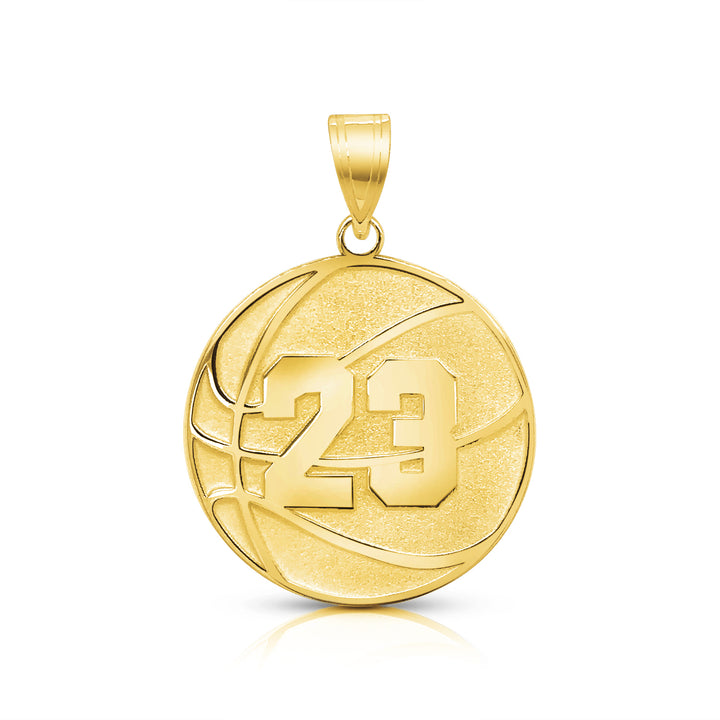 A image of a sample of the Personalized Basketball Charm Pendant in Yellow Gold