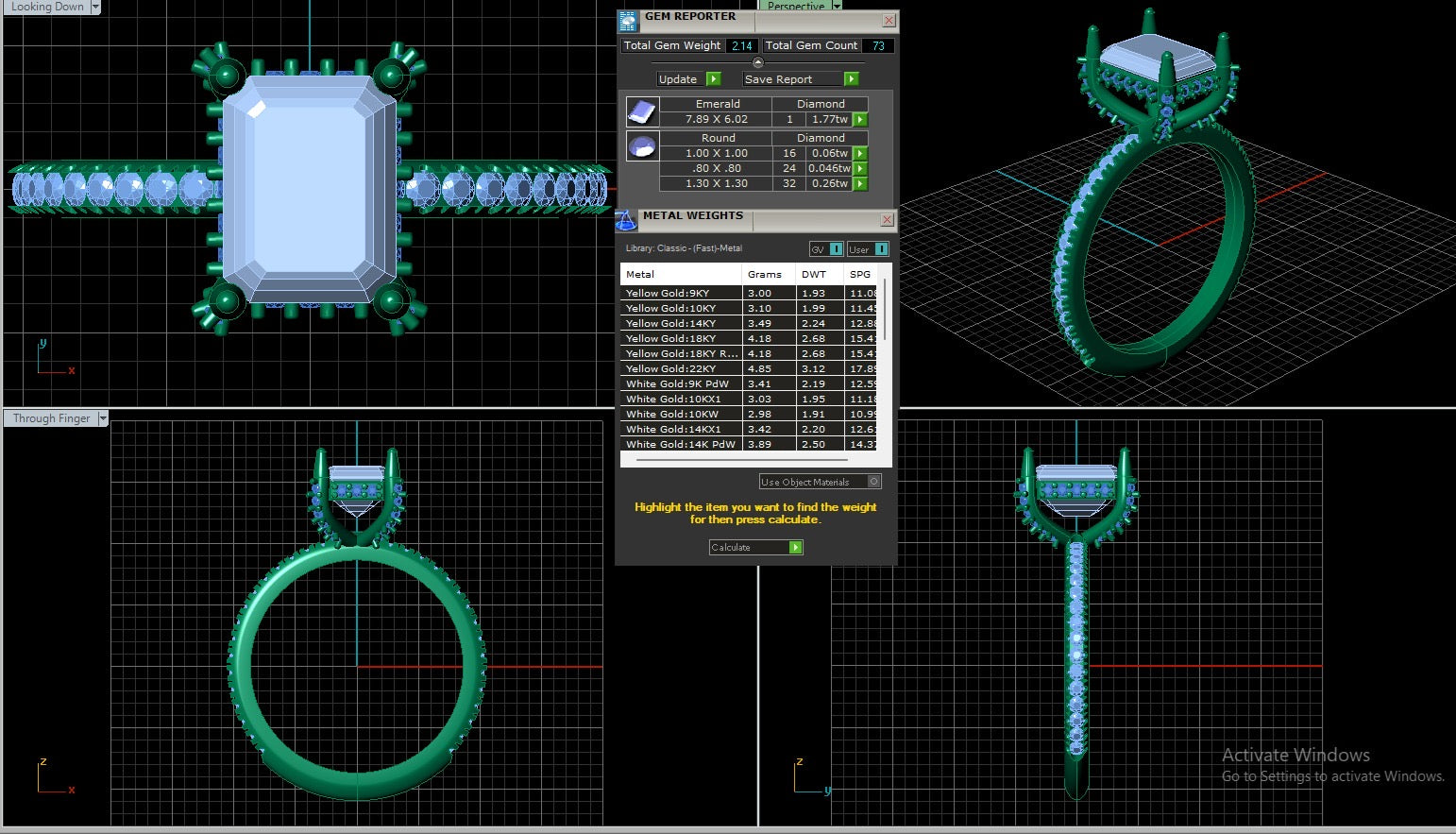 A image showing the digital design of the 14 Karat Diamond Accented Natural Diamond Custom Engagement Ring