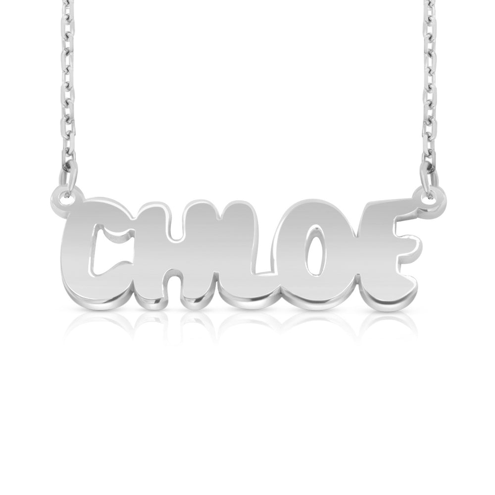 Sterling Silver Bubble Letter Name Necklace | AJ's Jewelry Queens NY