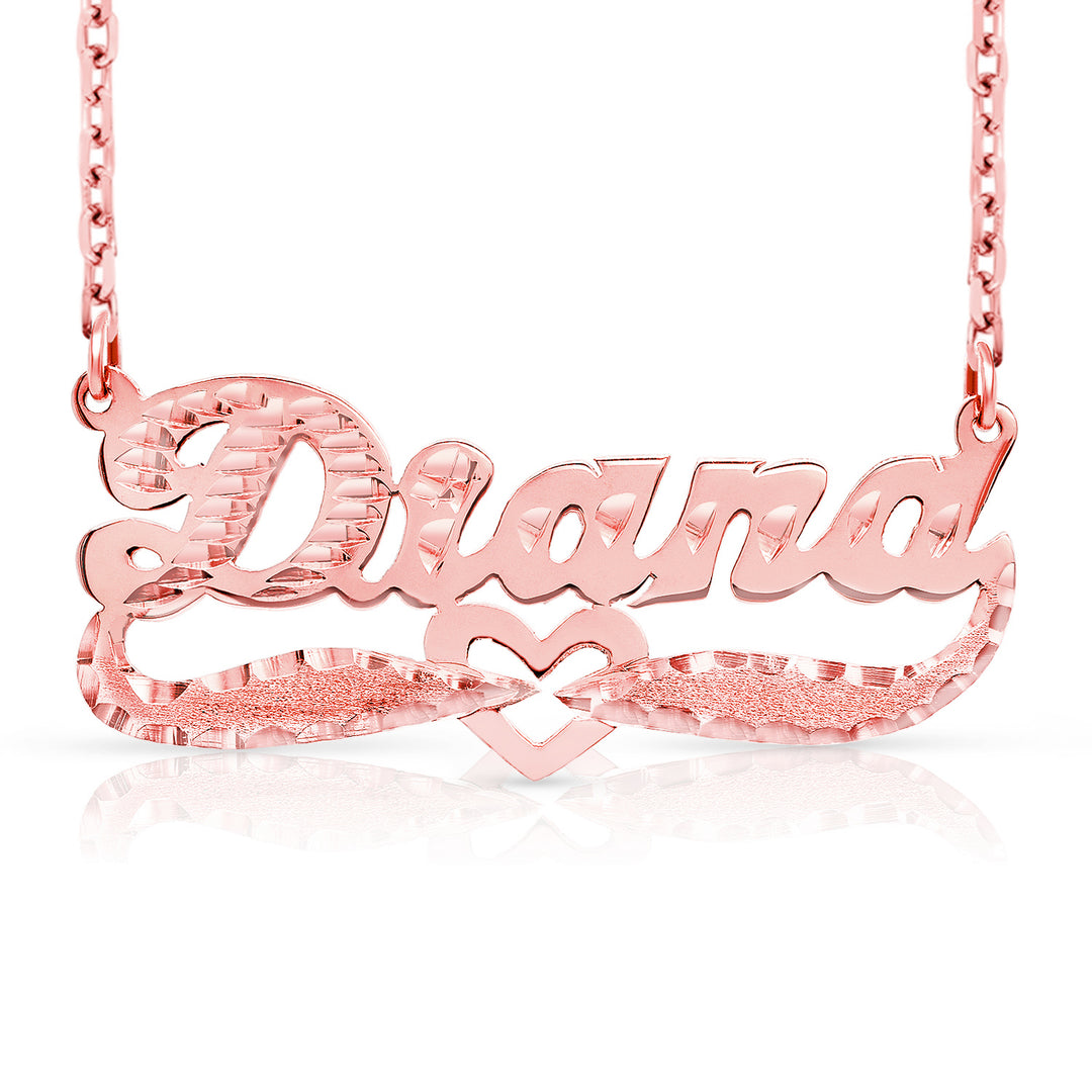 A Sample of the Diamond Cut Name Necklace with the name Diana in Rose