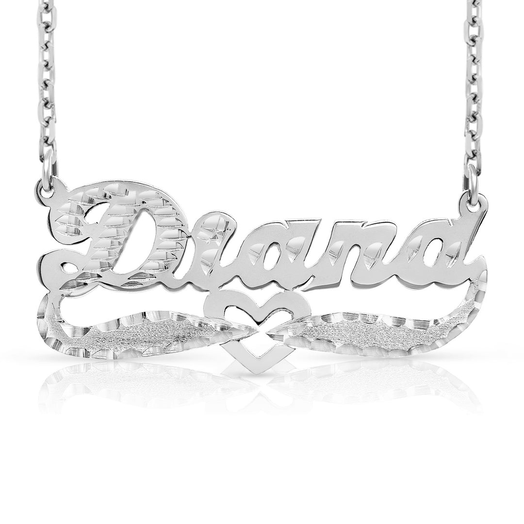 A Sample of the Diamond Cut Name Necklace with the name Diana in White