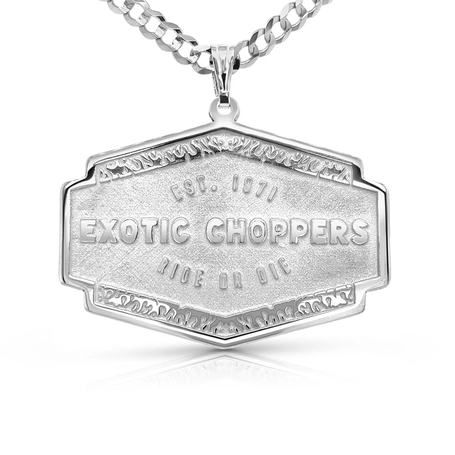 Motorcycle Club Logo Pendant, Sterling Silver